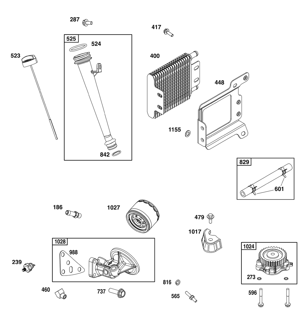 Lubrication Group Diagram and Parts List for 359775-0005-E1 200000 - 399999 Briggs and Stratton Engine